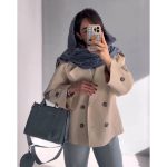 ترنچ کت میله ای دخترانه اطلس - تصویر 3