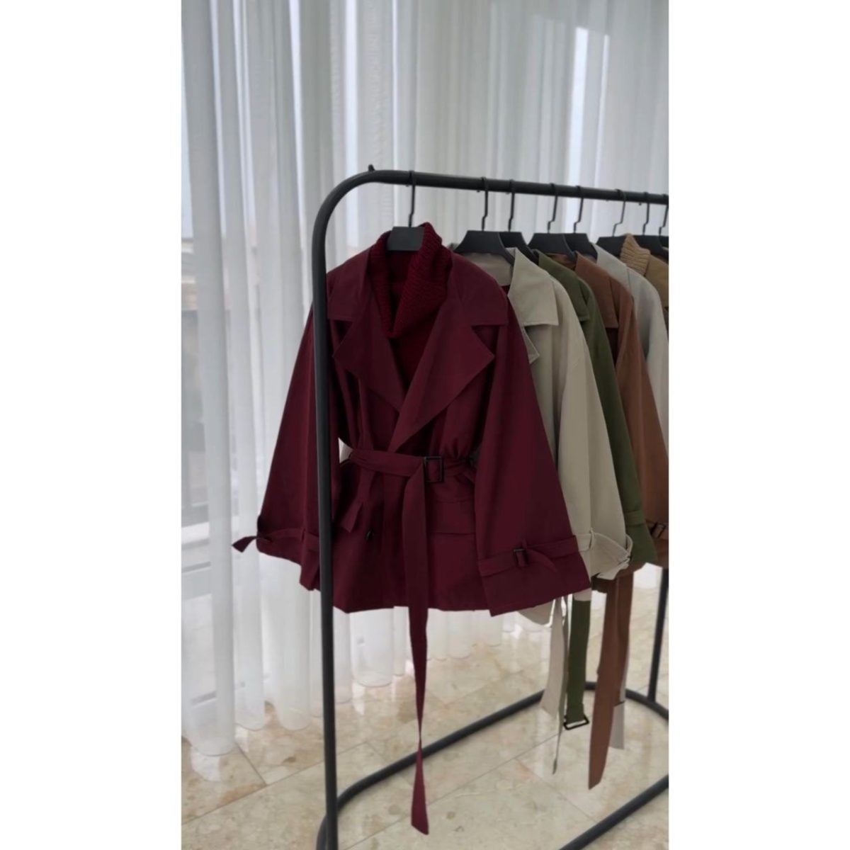 ترنچ کت کوتاه دخترونه لندن - تصویر 4