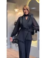 کت شلوار مجلسی زنانه مشکی نگاه - تصویر 4